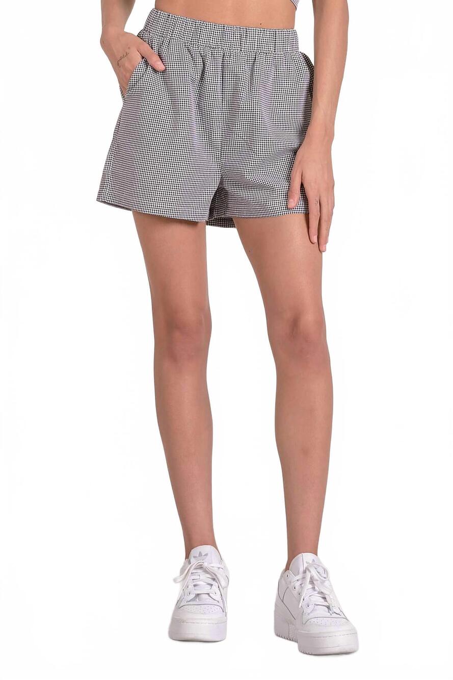 NEW ELAN gingham pull-on short in grey